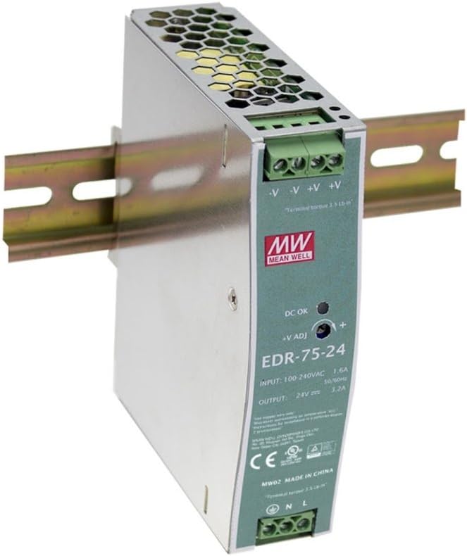 Mean Well DIN Rail EDR-75-24 PS 76.8W 24V 3.2A AC-DC SMPS EDR-75 Series Switching Power Supply