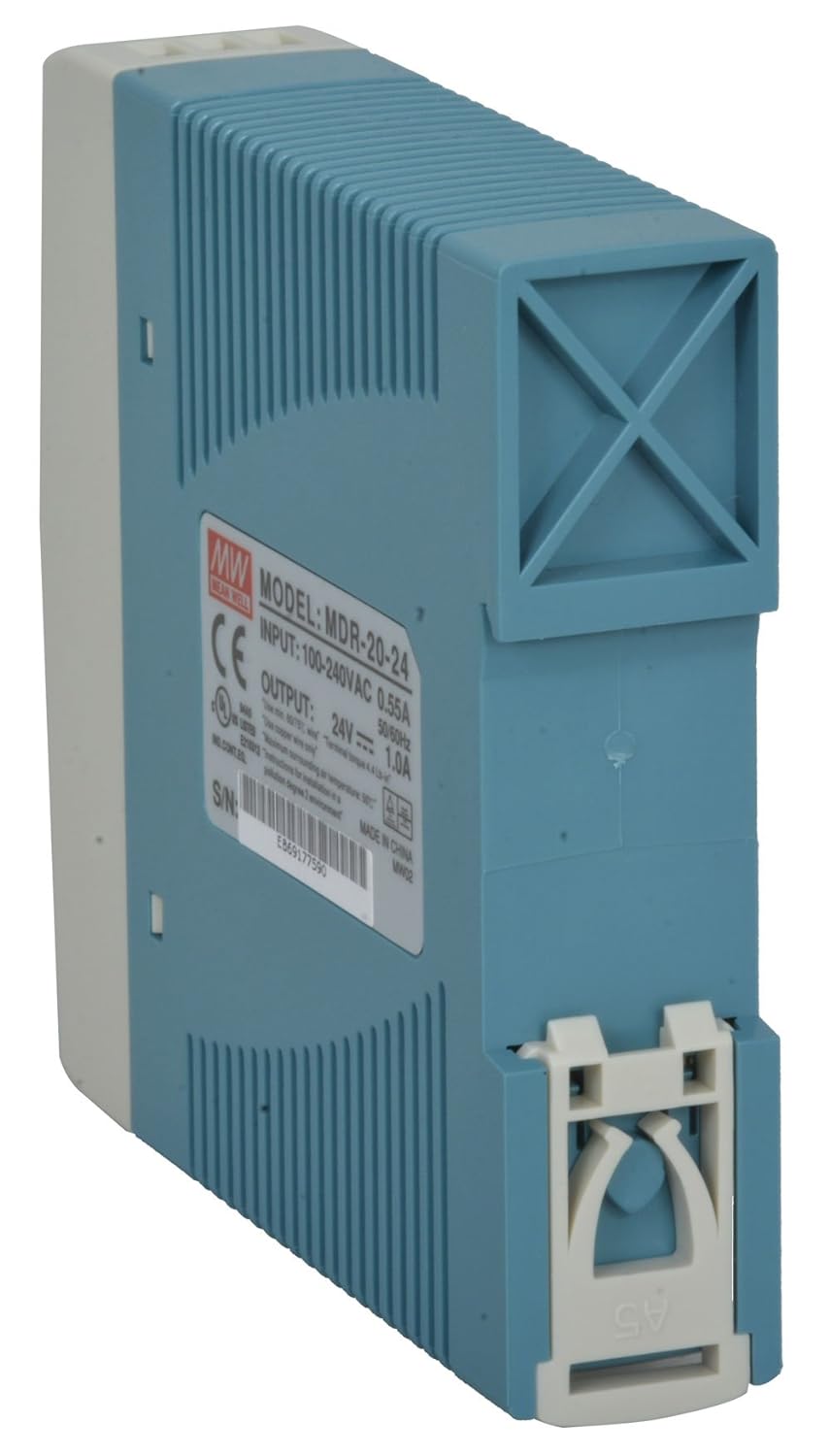 Mean Well MDR-20-24 AC to DC DIN-Rail Power Supply, 24V, 1 Amp, 24W, 1.5"