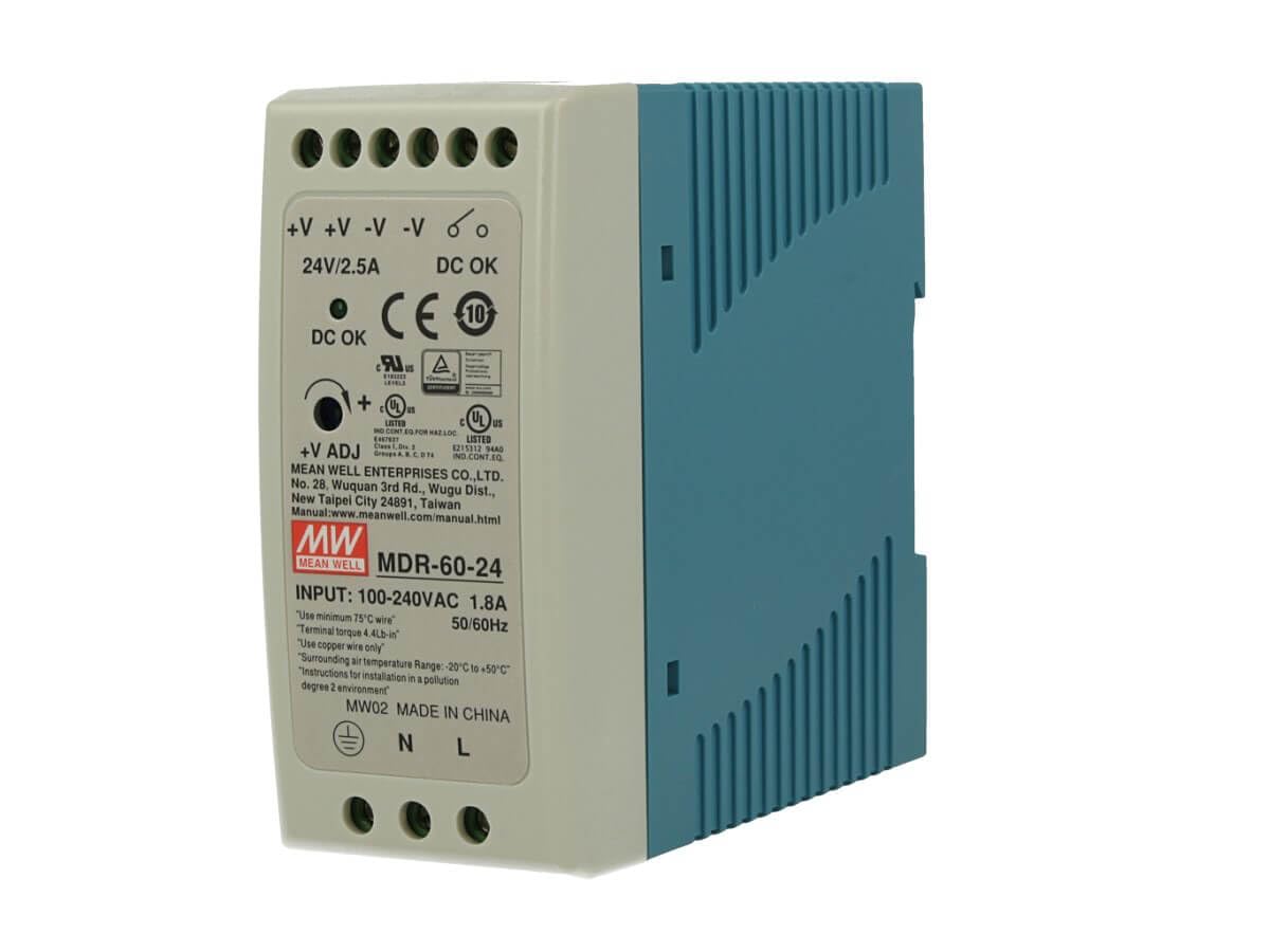 Mean Well MDR-60-24 DIN-Rail Power Supply 24V 2.5 Amp 60W