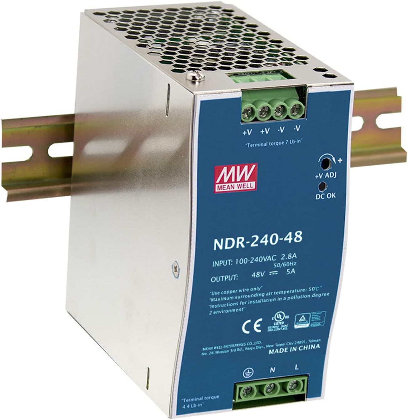 Mean Well NDR-240-48 Power Supply - 240W 48V 5A -Slim and Economical