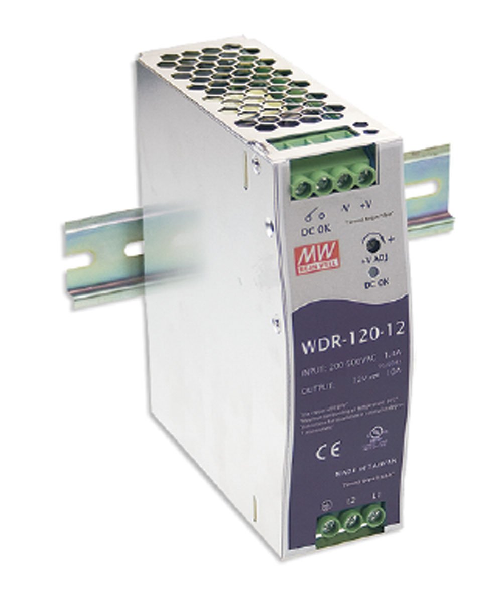 Mean Well WDR-120-12 Power Supply Switching Din Rail 120W 12 VDC, 10 Amp